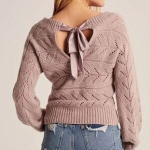 Abercrombie & Fitch Dusty Pink Bow Tie Back Sweater